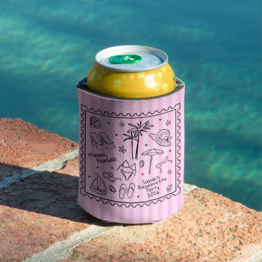 Beach Bachelorette Can Cooler - Retro Streifen Dosenkühler (In Situ Pool)