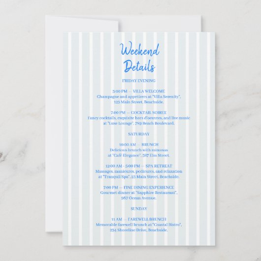 Beach Bachelorette Einladung, Bach Party Wochenend Einladung (Rückseite)