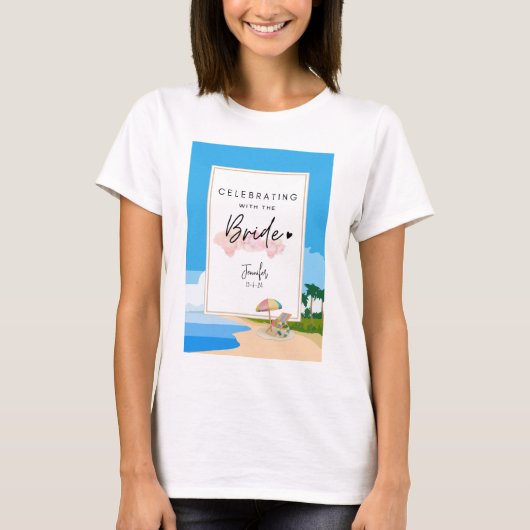 Beach Bachelorette Hens Party nach Maß T-Shirt (Vorderseite)
