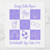 Beach Bachelorette Lila Weinetikett (Einzelnes Label)
