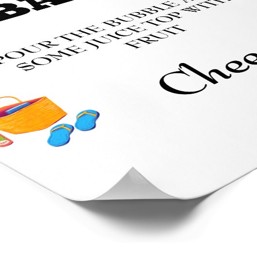 Beach Bachelorette Mimosa Bar Table Sign Poster (Ecke)