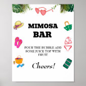 Beach Bachelorette Mimosa Bar Table Sign Poster (Vorne)