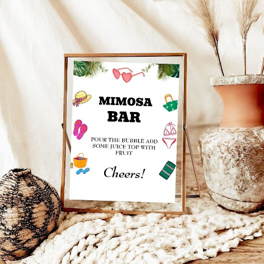Beach Bachelorette Mimosa Bar Table Sign Poster