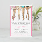 Beach Bachelorette Party Destination Bride Squad  Einladung (Stehend Vorderseite)