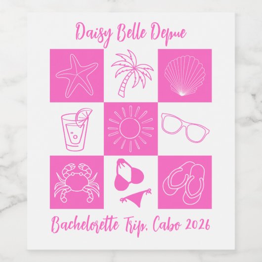 Beach Bachelorette Pink Weinetikett (Einzelnes Label)