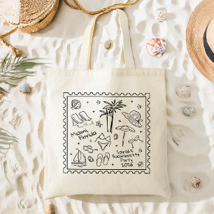 Beach Bachelorette Tote Bag - Retro Beach Design Tragetasche