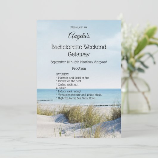 Beach Bachelorette Weekend Vorlage Einladung (Stehend Vorderseite)