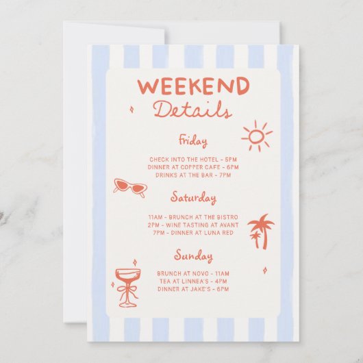 Beach Bachelorette Wochenende Einladung (Rückseite)