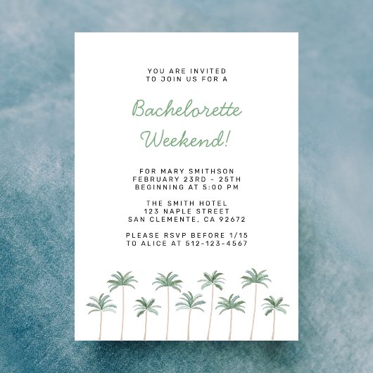 Beach Bachelorette Wochenende Einladung