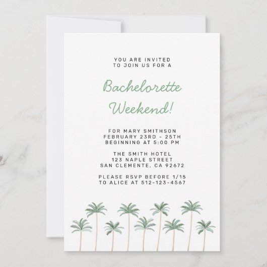 Beach Bachelorette Wochenende Einladung (Vorderseite)