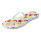 Beach Ball Crab Sunshine Sun Starfish Beach Print Badesandalen (Schrägansicht)