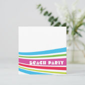 Beach Ball gestreiftes Salzwasser Ocean Beach Part Einladung (Stehend Vorderseite)