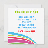 Beach Ball gestreiftes Salzwasser Ocean Beach Part Einladung (Rückseite)