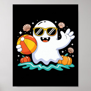Beach Ball Halloween Ghost Sommer Spooky Urlaub Poster