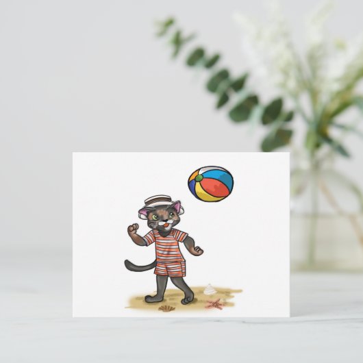 Beach BALL KITTY Postkarte (Stehend Vorderseite)