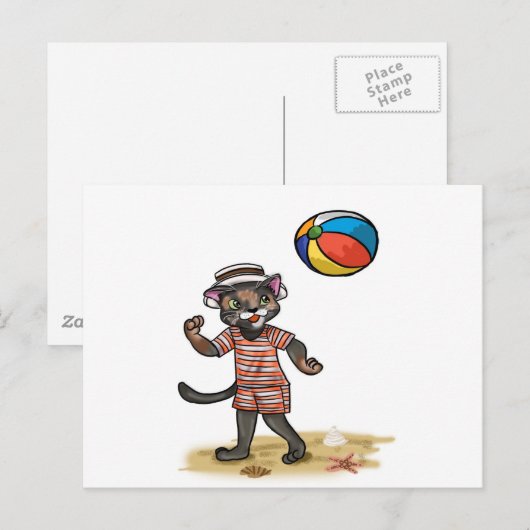 Beach BALL KITTY Postkarte (Vorne/Hinten)