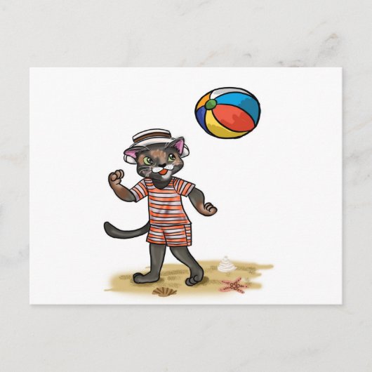 Beach BALL KITTY Postkarte (Vorderseite)