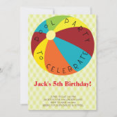 Beach Ball Pool Party Einladungen (Vorderseite)