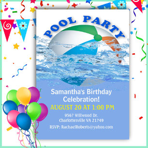 Beach Ball Pool Party Geburtstag Einladung