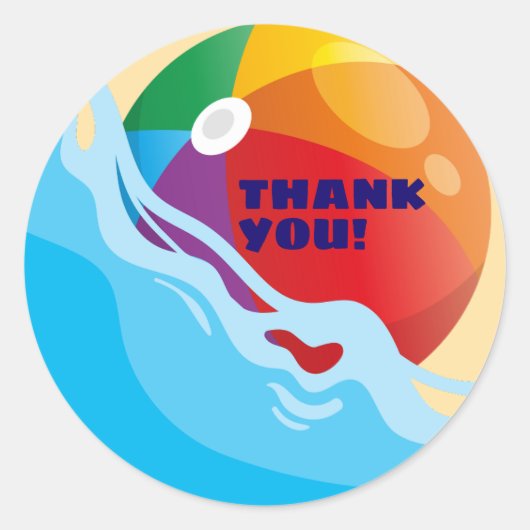 Beach Ball Pool Themed Birthday Runder Aufkleber (Vorderseite)