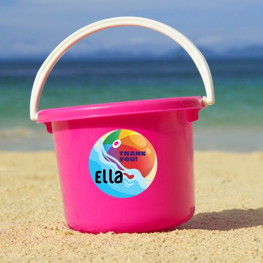 Beach Ball Pool Themed Birthday Runder Aufkleber