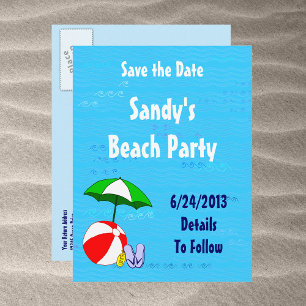 Beach Ball Pool Toys Save the Date Postkarte