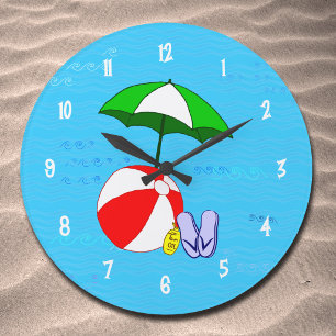 Beach Ball Pool Toys Wall Clock White Numbers Große Wanduhr