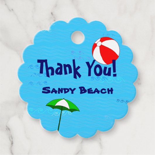 Beach Ball Pool Umbrella Custom Danke Tags Geschenkanhänger (Vorderseite)