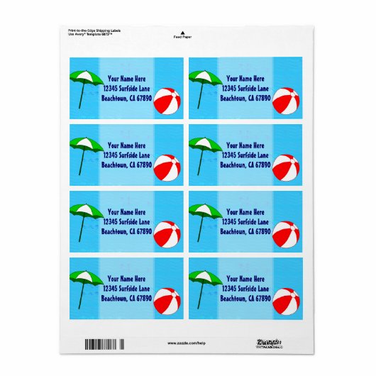 Beach Ball Pool Umbrella Custom Shipping Label (Vorne)