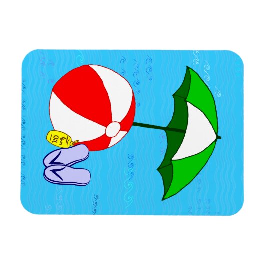 Beach Ball Pool Umbrella Flexi Magnet (Horizontal)