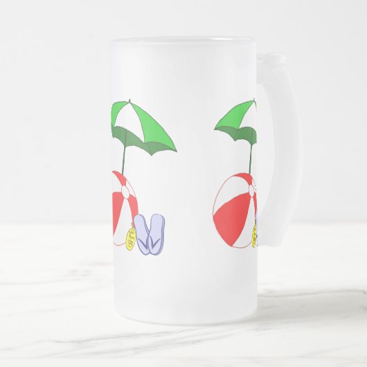 Beach Ball Pool Umbrella Mattierte Tasse (VorderseiteRechts)
