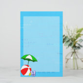 Beach Ball Pool Umbrella Stationery Briefpapier (Stehend Vorderseite)