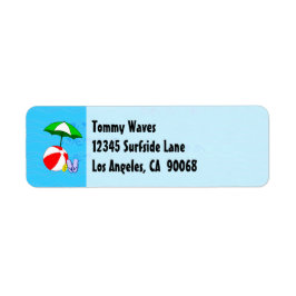 Beach Ball Pool Umbrett Custom Address Label