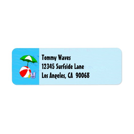 Beach Ball Pool Umbrett Custom Address Label (Vorne)
