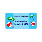 Beach Ball Pool Umbrett Custom Address Label Adressaufkleber (Vorne)
