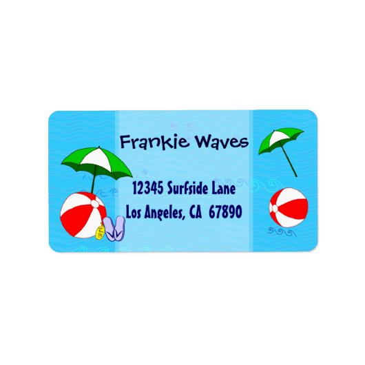Beach Ball Pool Umbrett Custom Address Label Adressaufkleber (Vorne)