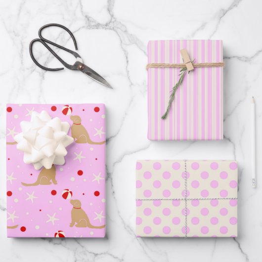 Beach Ball Pups Cotton Candy Cotton Pink Geschenkp Geschenkpapier Set (Vorderseite)