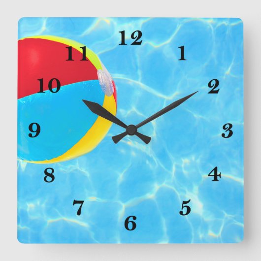 Beach Ball Quadratische Wanduhr (Vorderseite)