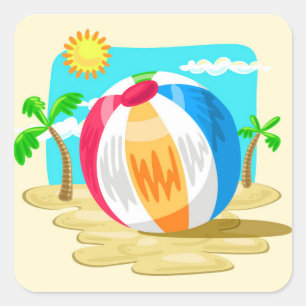 Beach Ball Quadratischer Aufkleber