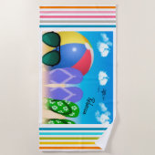 Beach Ball und Flip Flops Strandtuch (Vorderseite)