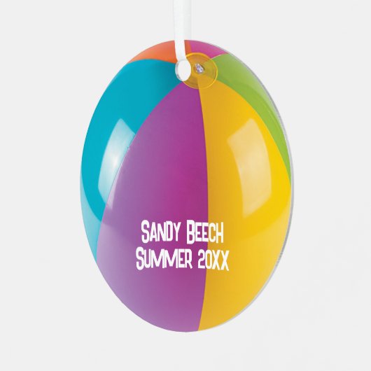 Beach Ball Urlaub Personalisiert Ornament Aus Metall (Vorderseite links)