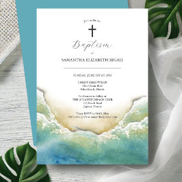 Beach Baptisk Einladung Wasserfarbe