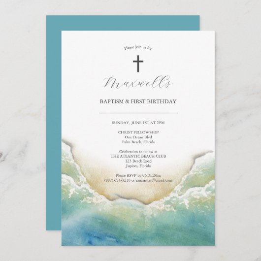 Beach Baptismus und erste Einladungen zum Geburtst (Vorne/Hinten)