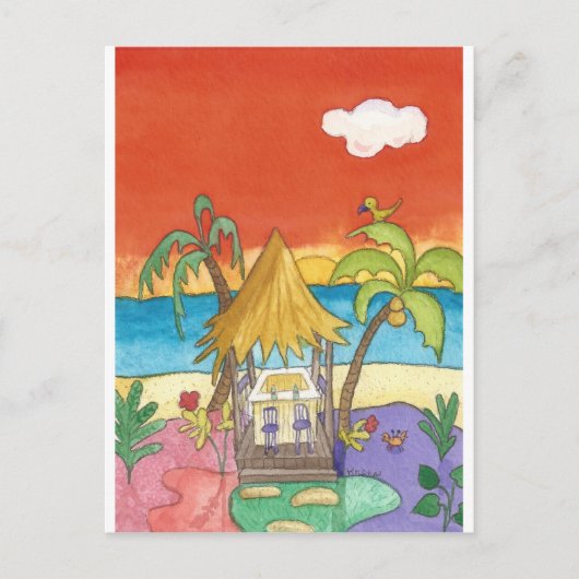 Beach Bar at Sunset Postcard Postkarte (Vorderseite)