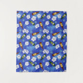 Beach Bar Tropical Palms und Bierflaschen Blue Wandteppich (Vorderseite)