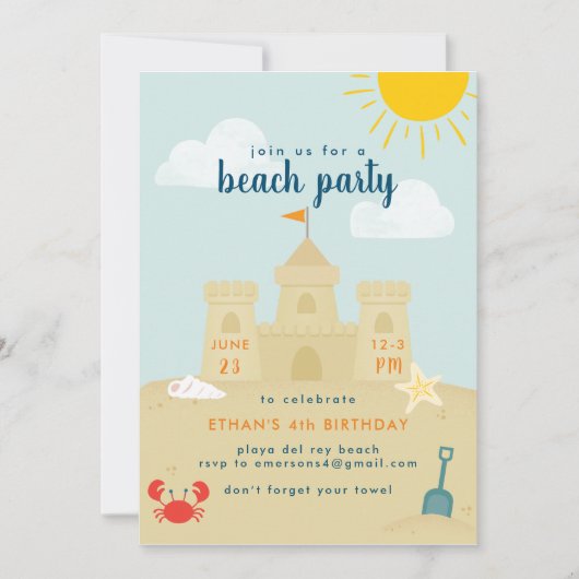 Beach Bash Einladung (Vorderseite)