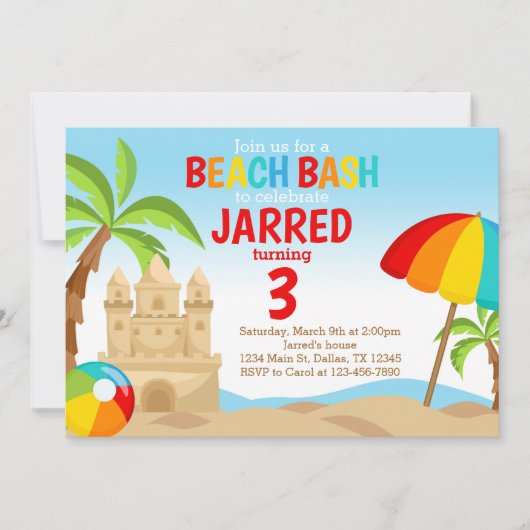 Beach Bash Geburtstagsparty Einladung (Vorderseite)