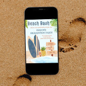 Beach Bash Graduation Party Surfboard Einladung