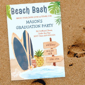 Beach Bash Graduation Party Surfboard Einladung