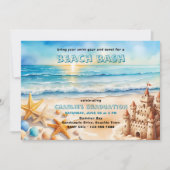 Beach Bash Sandcastle Starfish Graduierungsparty Einladung (Vorderseite)